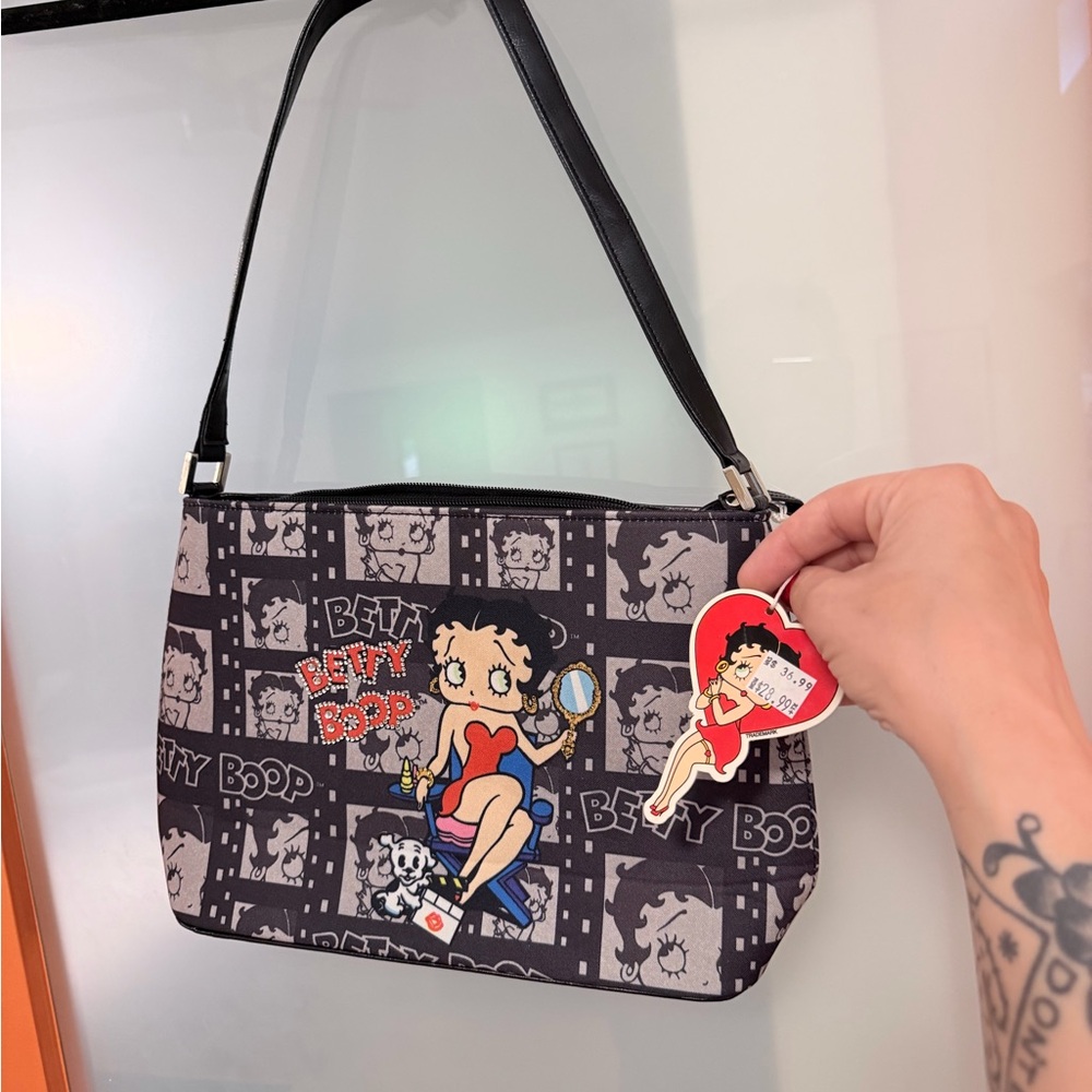 Betty Boop Shoulder Bag in Black, Gray & Red